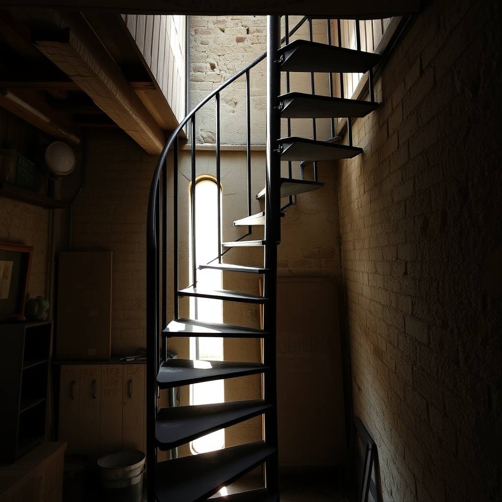Escalier en fer forgé (illustration)